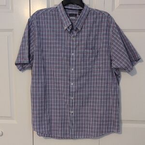 Van Heusen Men's Blue and Red Plaid Shirt